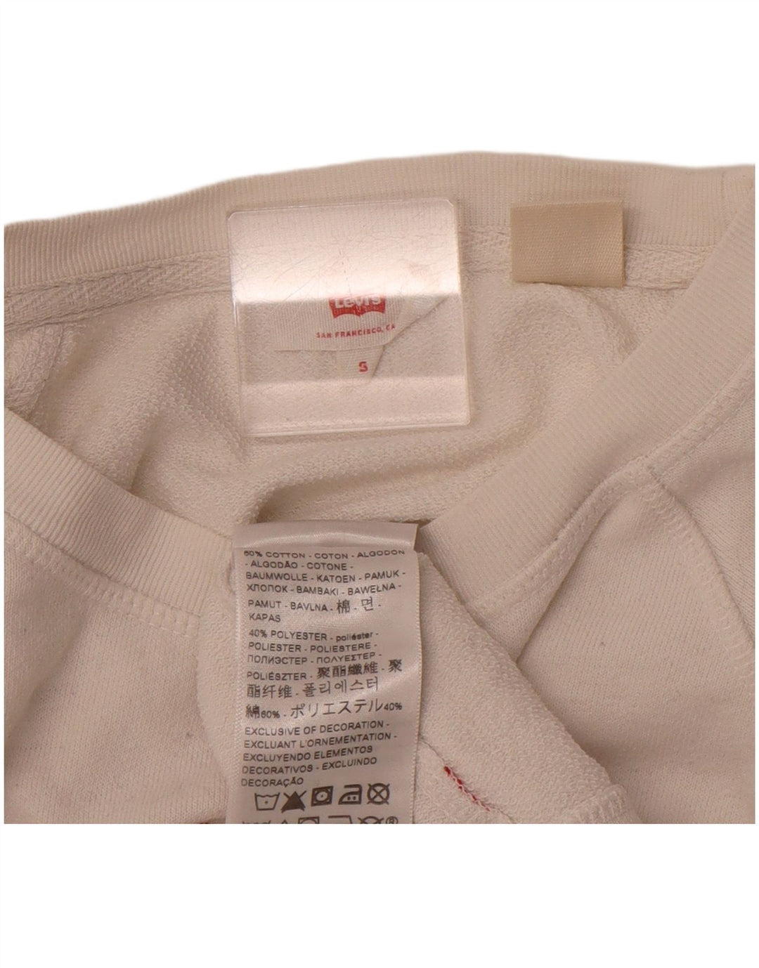 LEVI'S Womens Graphic Sweatshirt Jumper UK 10 Small White Cotton