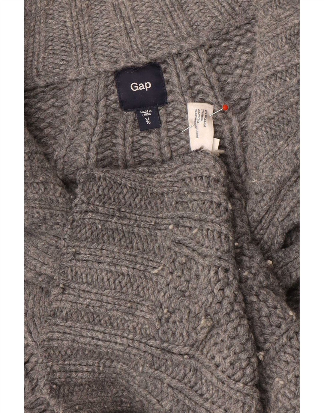 Gap Herre Button Neck Jumper Sweater XL Grå Uld
