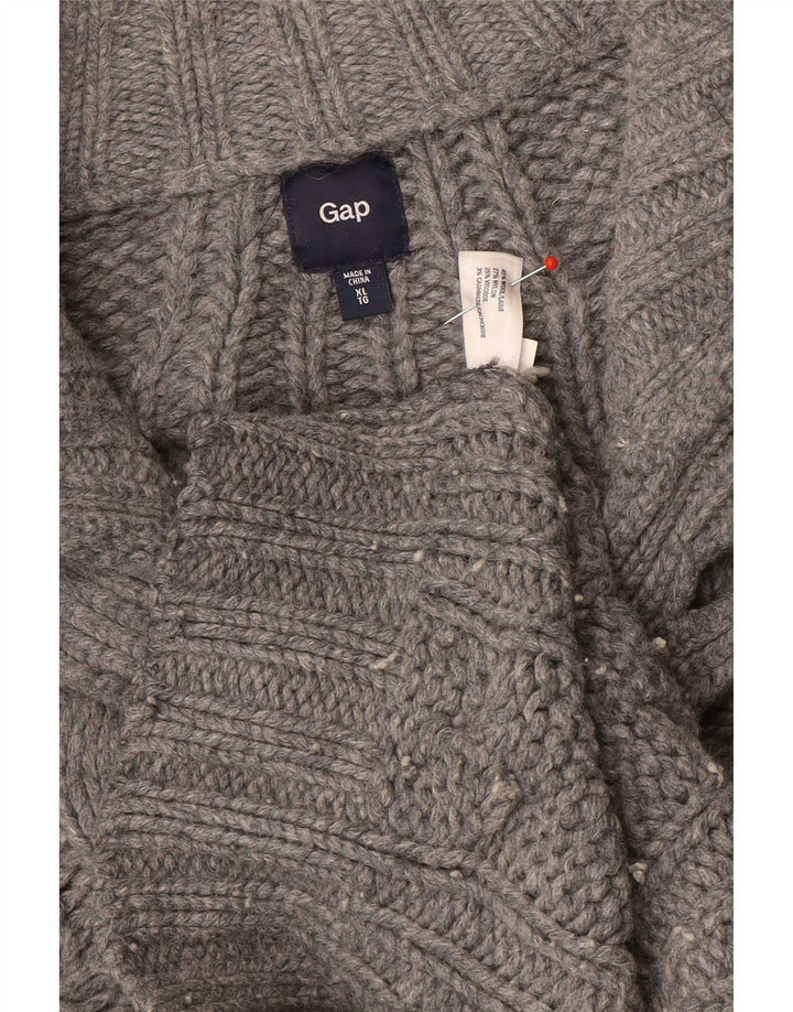 Gap Herre Button Neck Jumper Sweater XL Grå Uld