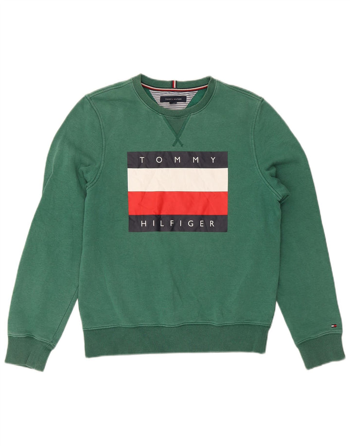 Tommy Hilfiger Herre Grafisk Sweatshirt Jumper Lille Grøn Bomuld