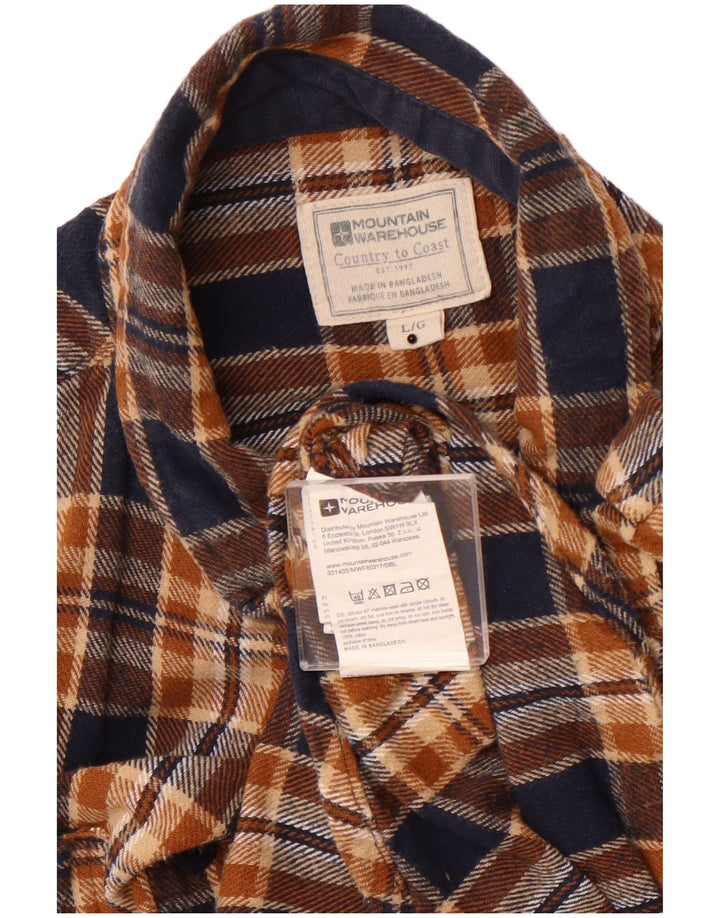 MOUNTAIN WAREHOUSE Herre Grant Fit Flanellskjorte Stor brun ternet bomuld