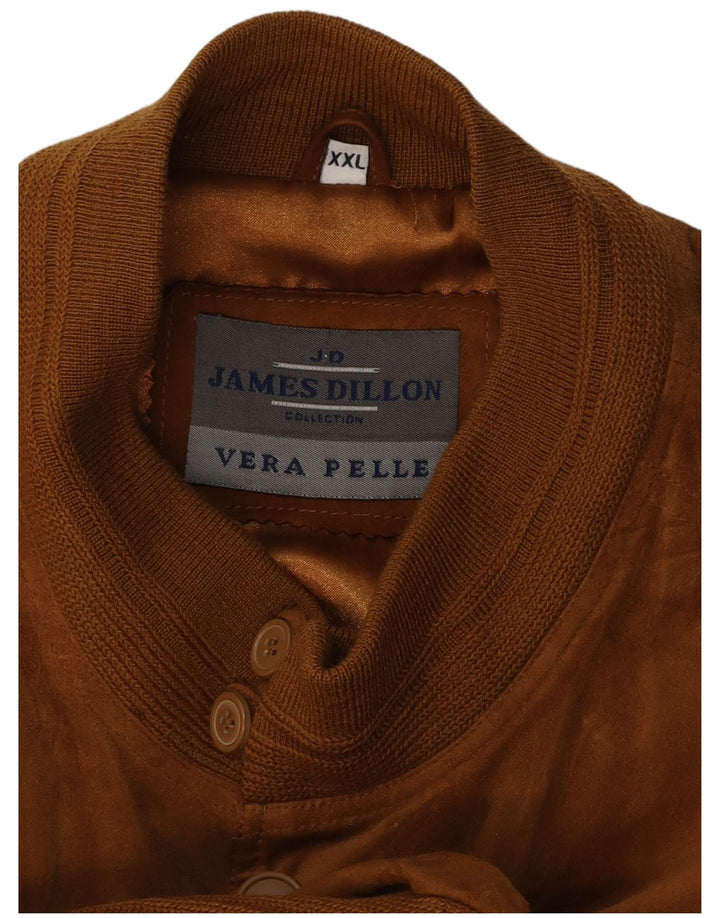 James Dillon Herre Ruskind Bomber Jacket UK 44 2XL Brunt Læder