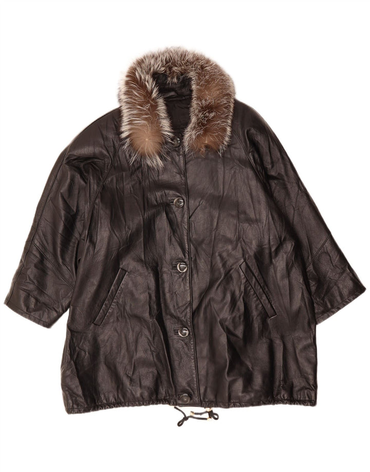 PAUL & WITE læderfrakke til kvinder UK 20 2XL Sort læder