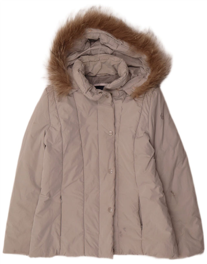 Sergio Tacchini, polstret hættejakke til kvinder, US 14 XL, grå polyester