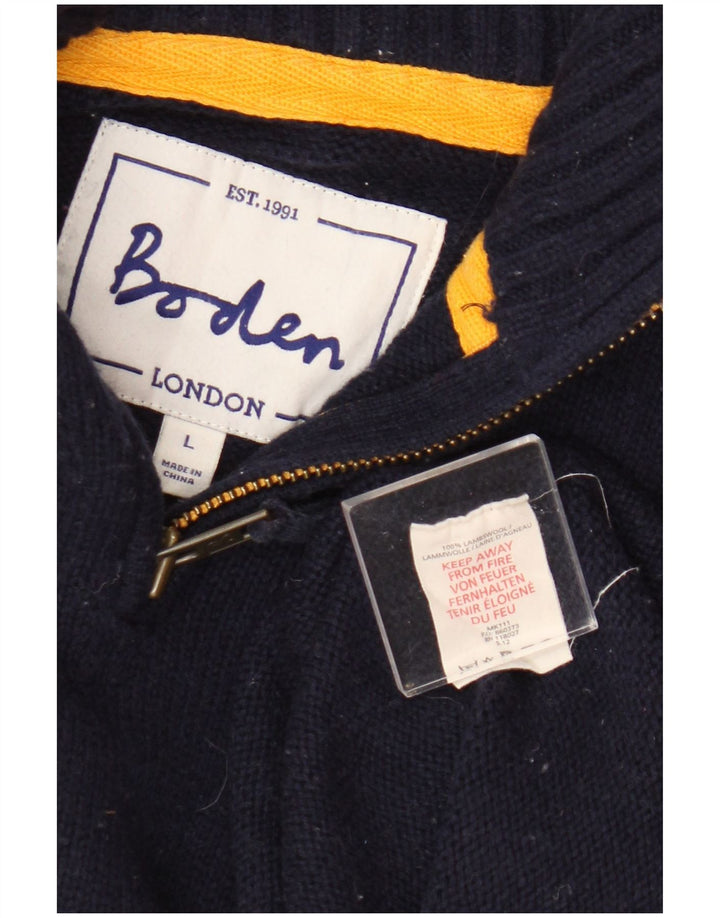 Boden Herre Zip Neck Jumper Sweater Stor Marineblå Lammeuld