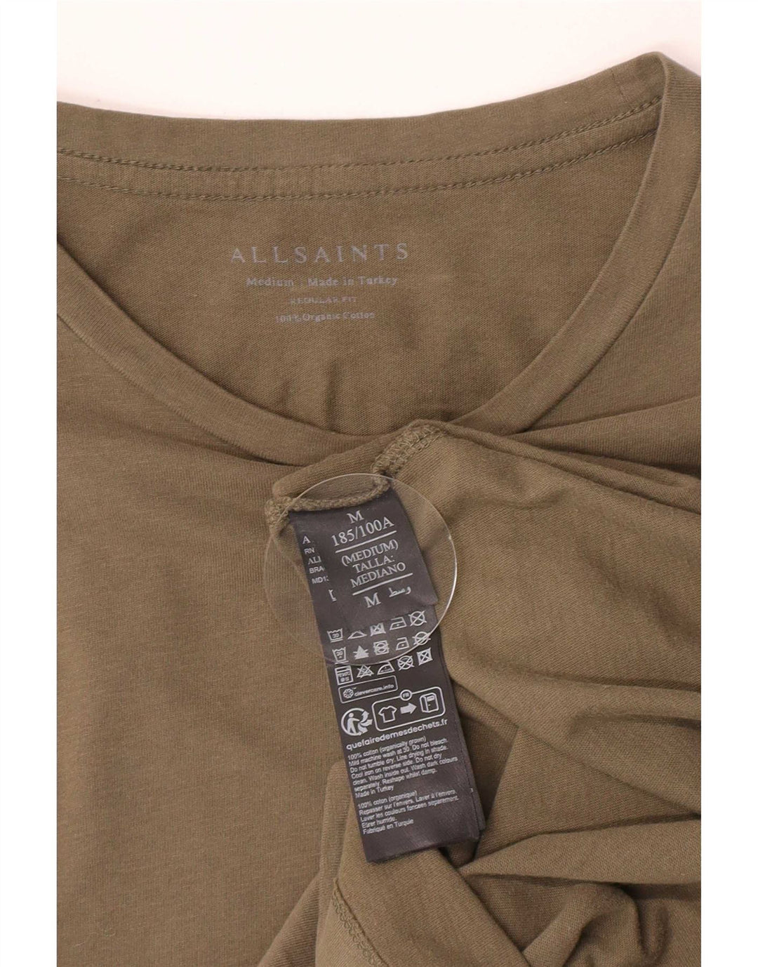 All Saints Herre Regular Fit T-Shirt Top Medium Grøn Bomuld