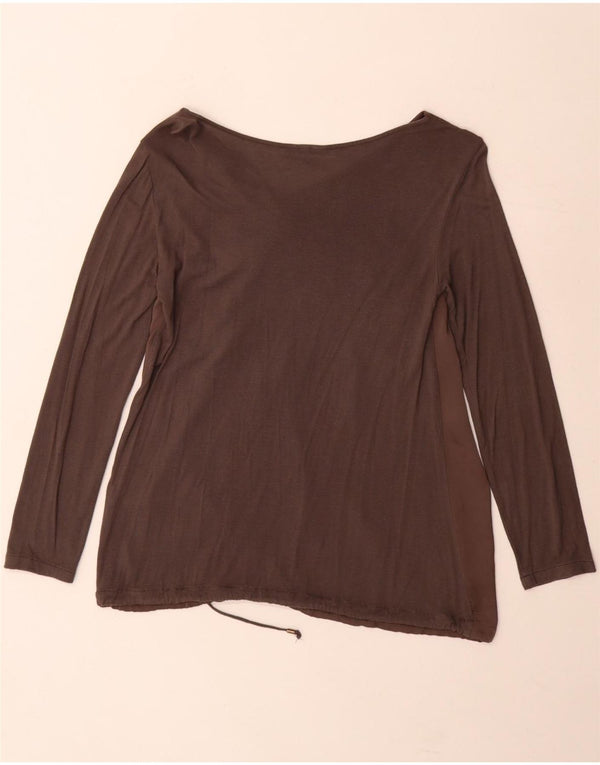 Trussardi Dame Langærmet Bluse Top UK 10 Small Grey Colourblock