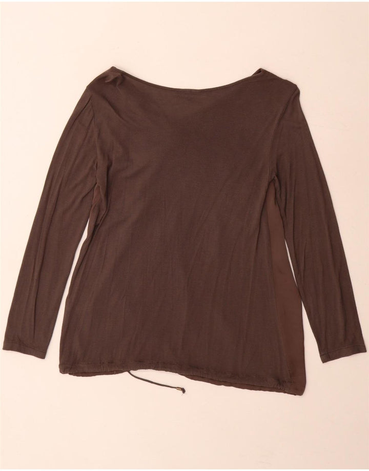 Trussardi Dame Langærmet Bluse Top UK 10 Small Grey Colourblock