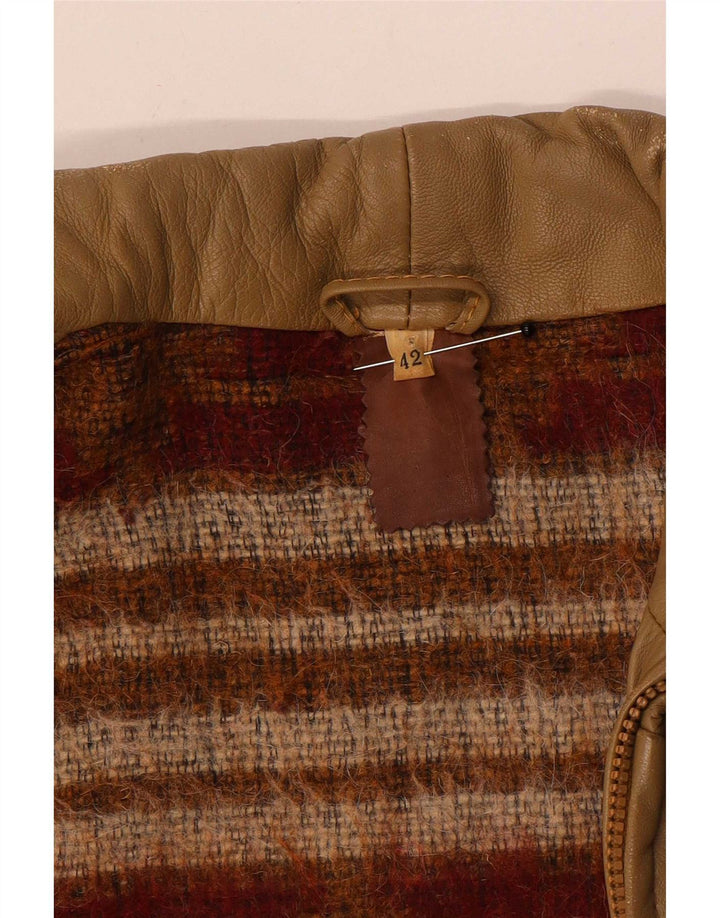 Vintage Dame Læderjakke IT 42 Medium Beige