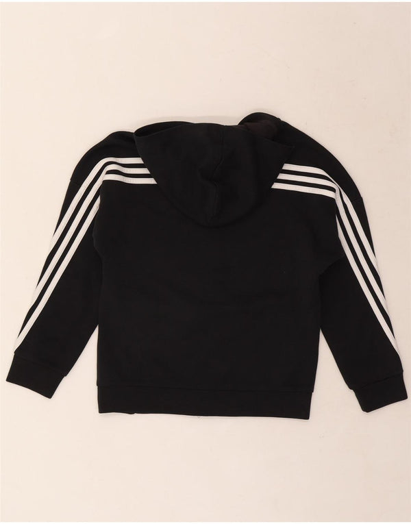 Adidas hættetrøje med lynlås til piger 9-10 år sort stribet bomuld