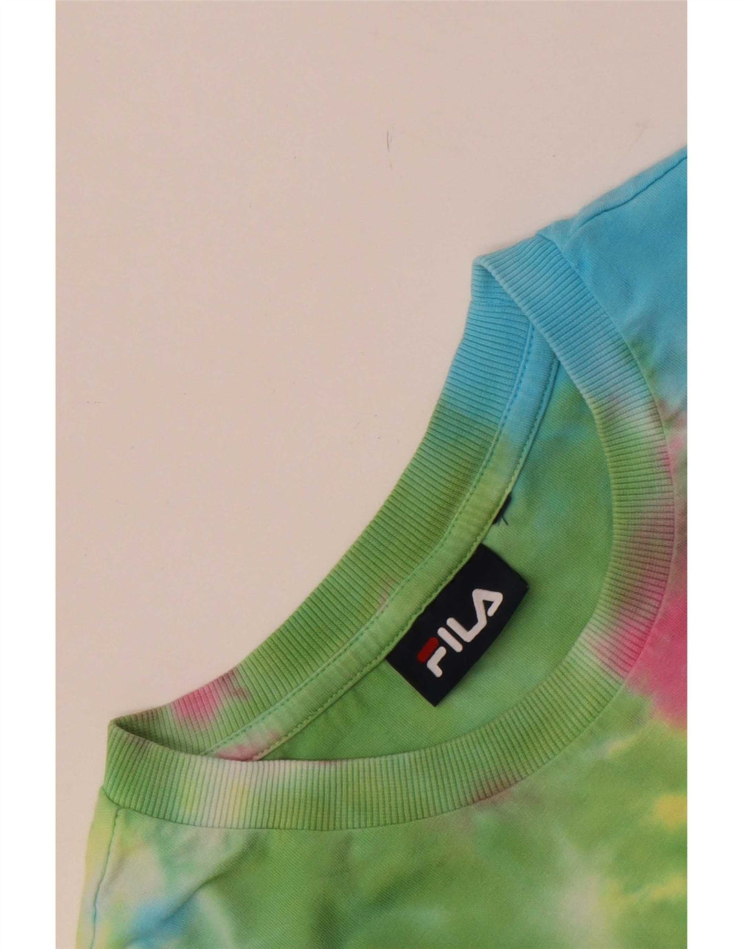 Fila Dame T-Shirt Top UK 12 Medium Multicolored Tie Dye