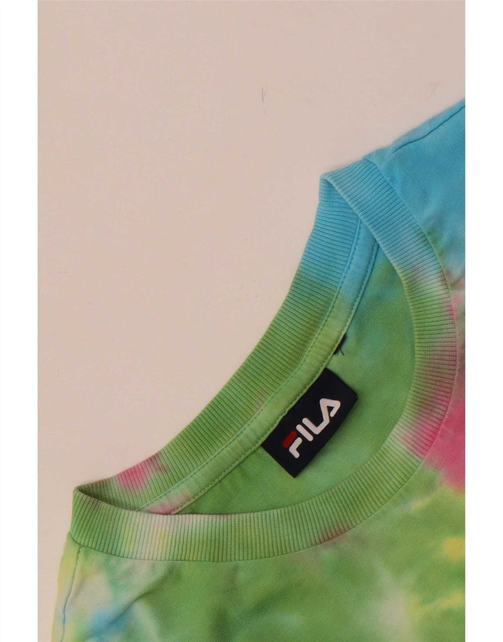 Fila Dame T-Shirt Top UK 12 Medium Multicolored Tie Dye