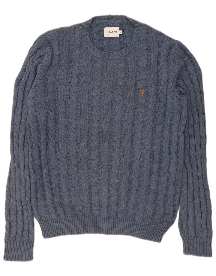 Farah Herre rund hals sweater lille marineblå bomuld