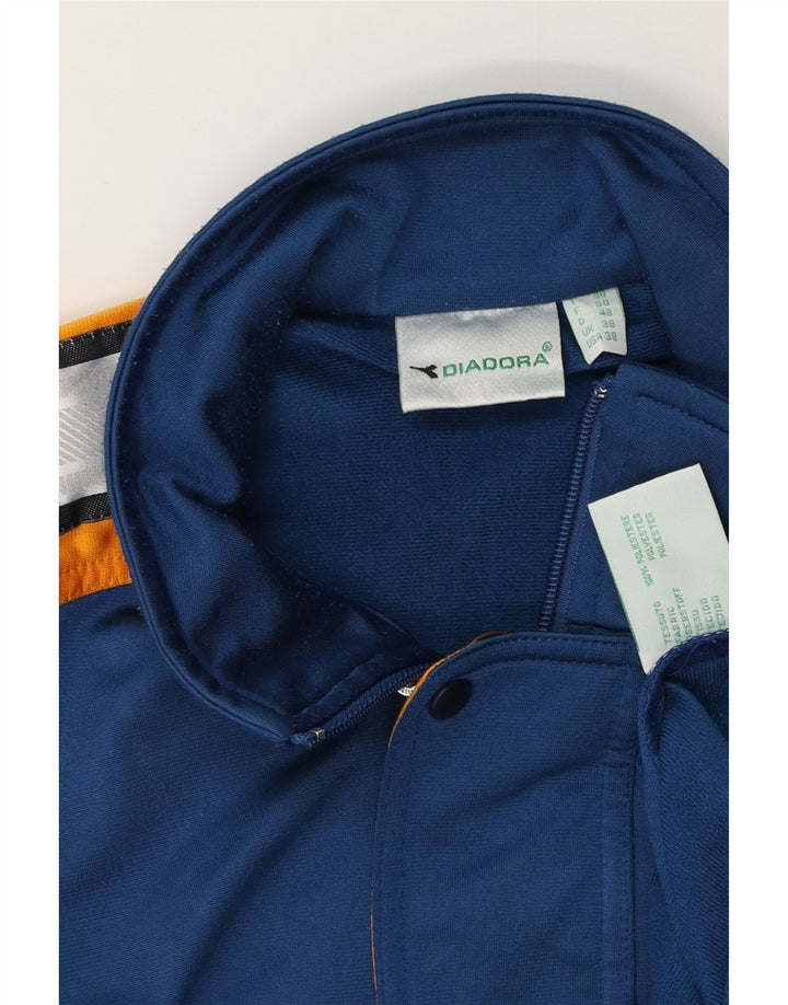 Diadora Herre grafisk træningsdragt topjakke UK 38 Medium Blue Colourblock