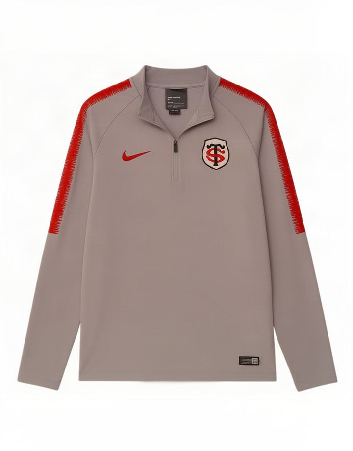 Nike Pullover med lynlås til mænd, træningsdragt Top Medium Grey Colourblock Polyester
