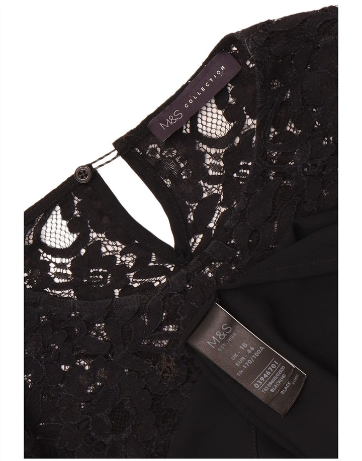 Marks & Spencer Dame Langærmet Oversized Bluse Top UK 16 Large Black