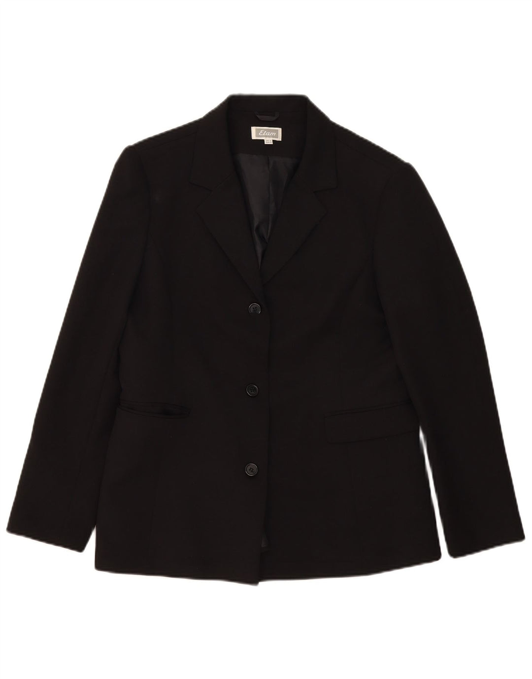 Etam Dame 3 Button Blazer Jacket UK 16 Large Black Polyester