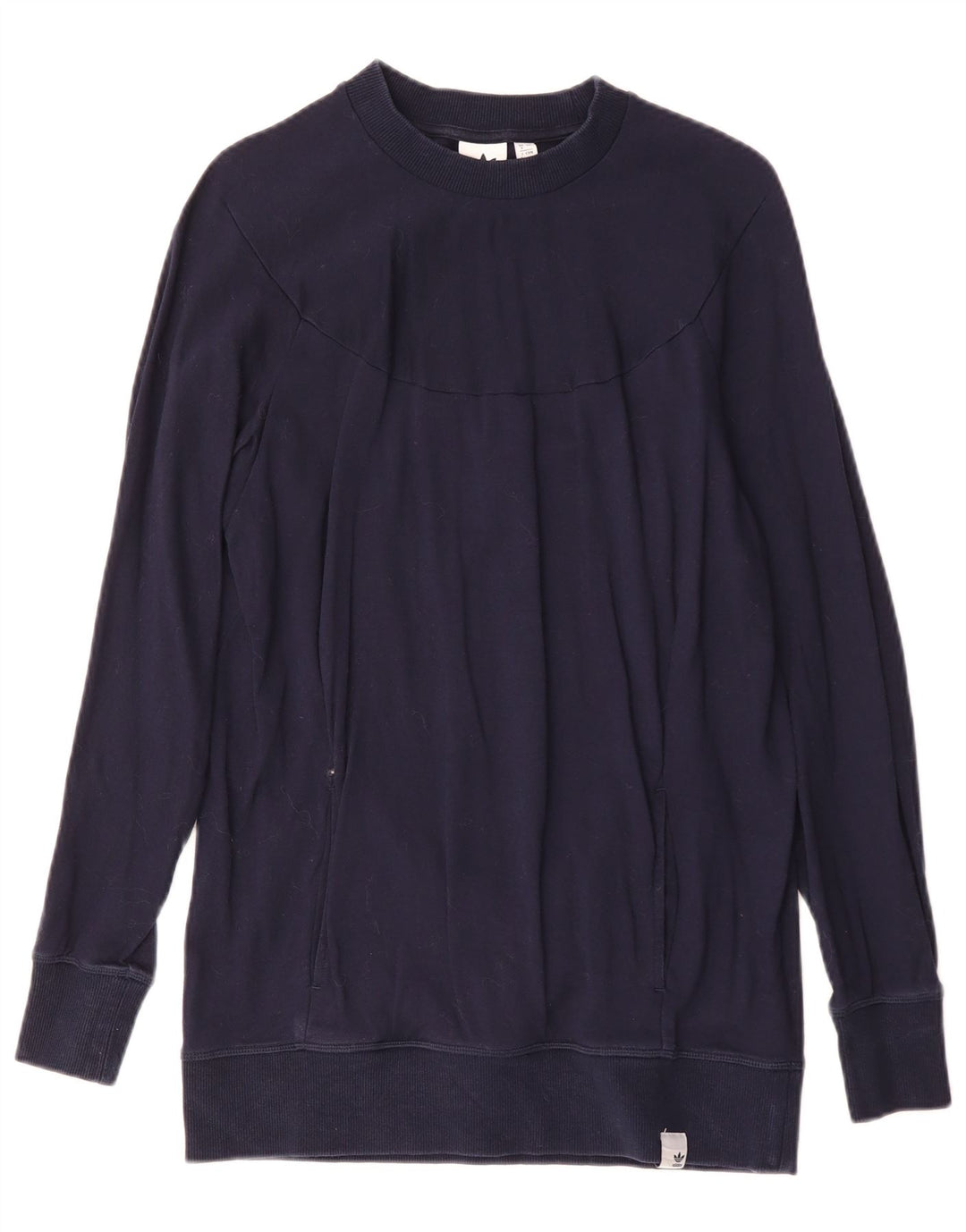 Adidas Dame Sweatshirt Jumper UK 8 Small Navy Blue Bomuld