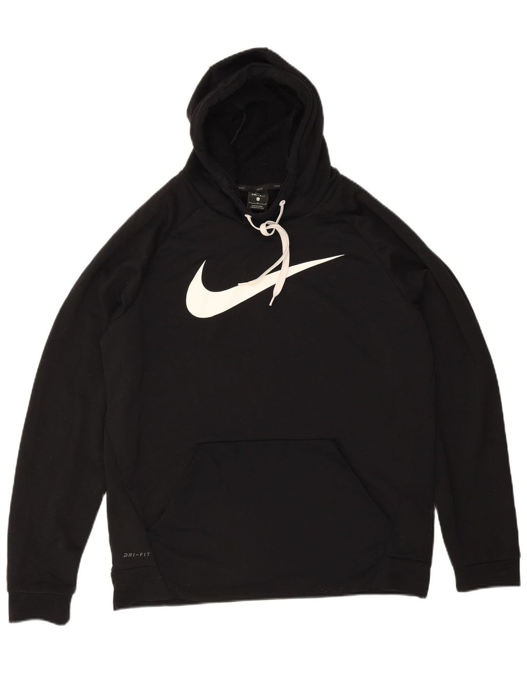 NIKE Mens Dri Fit Graphic Hoodie Jumper Large Black Polyester