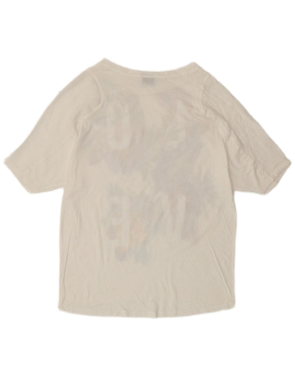 ZARA Grafisk T-Shirt Top UK 10 Small White Floral