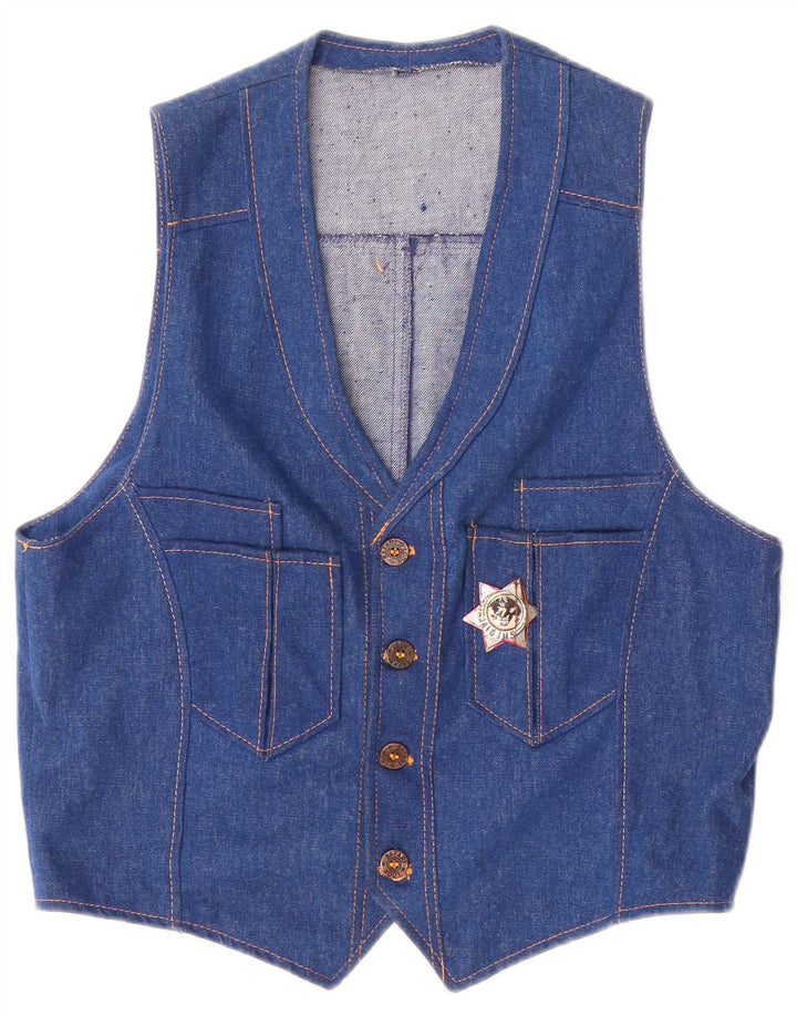 VINTAGE Dame denim vest UK 14 Medium Blue
