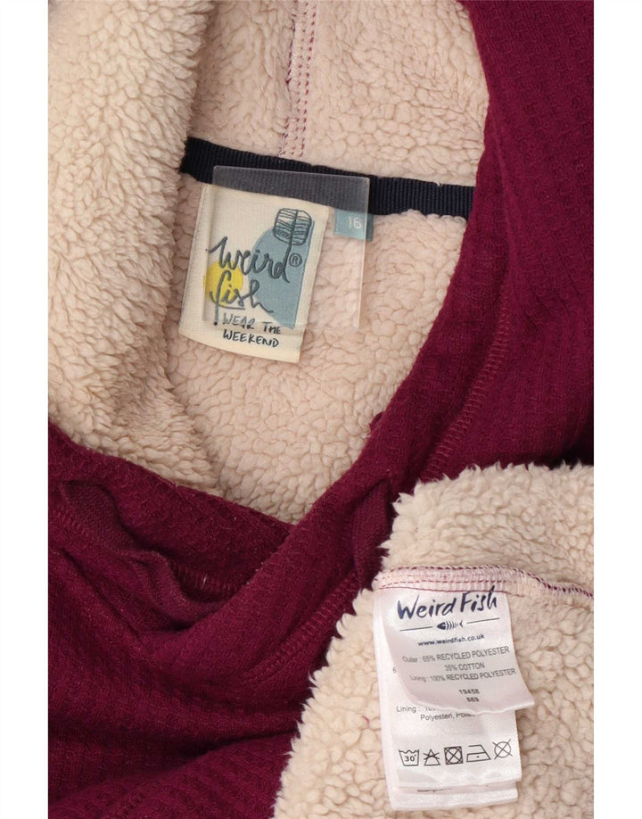 Weird Fish Dame Hoodie Jumper UK 16 Large Burgundy Polyester