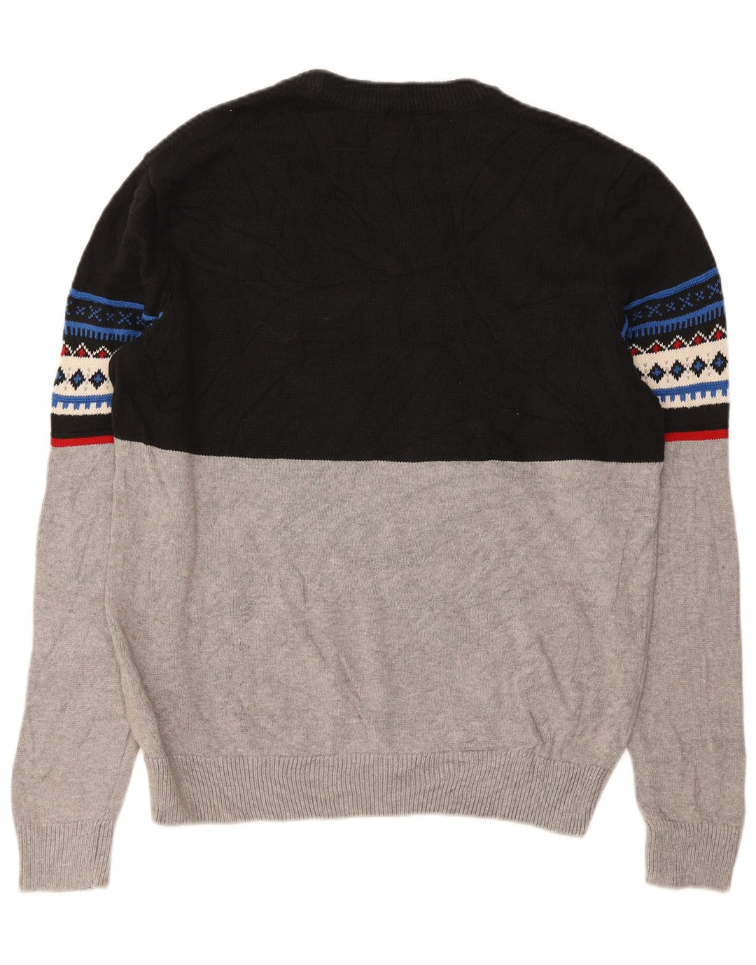 Chaps Herre Crew Neck Jumper Sweater Large Grey Fair Isle Bomuld