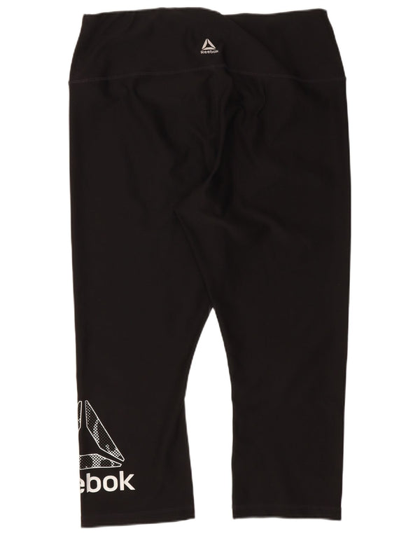 Reebok Womens Grafiske Capri Leggings UK 14 Large Black