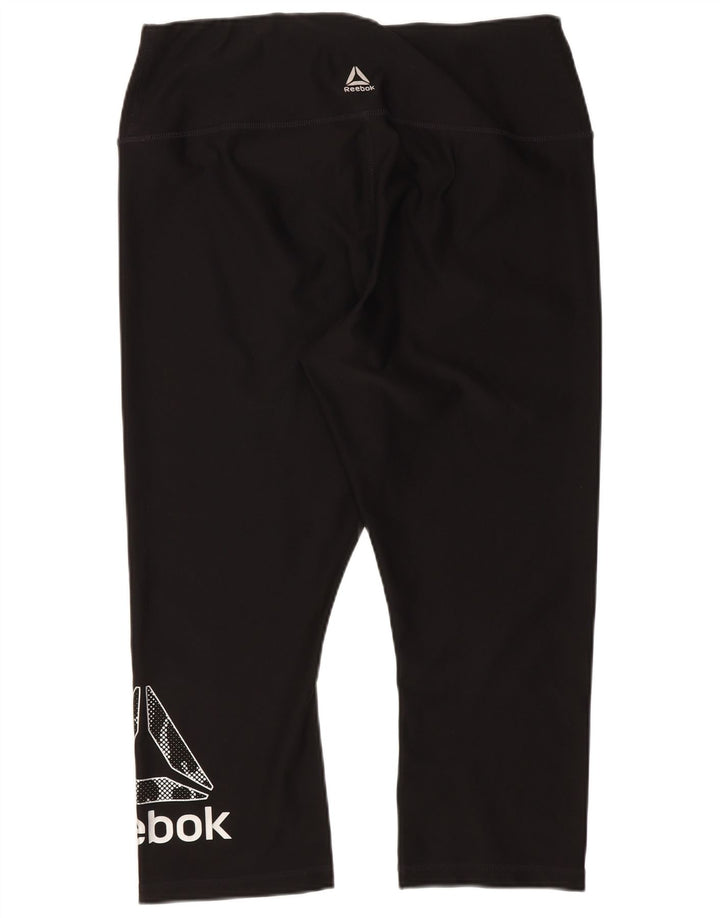 Reebok Womens Grafiske Capri Leggings UK 14 Large Black