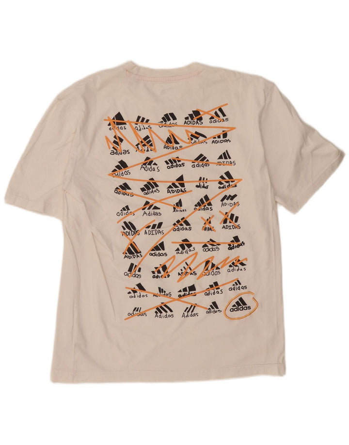 ADIDAS grafisk t-shirt til mænd, lille hvid bomuld