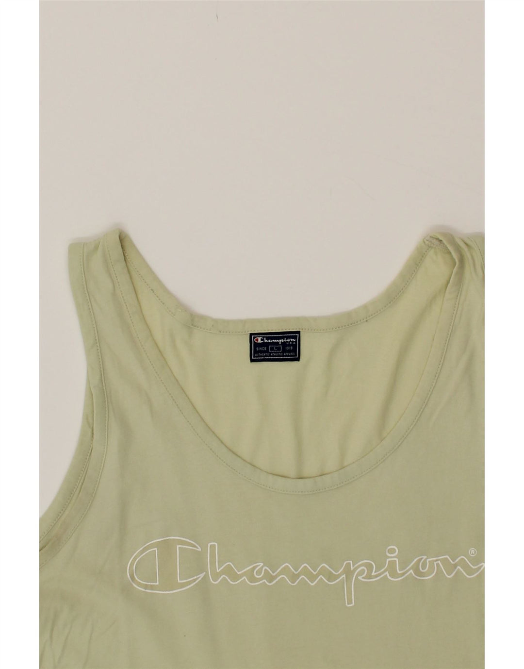 CHAMPION Mens Graphic Vest Top Large Green Cotton Vintage Champion and Second-Hand Champion from Messina Hembry 