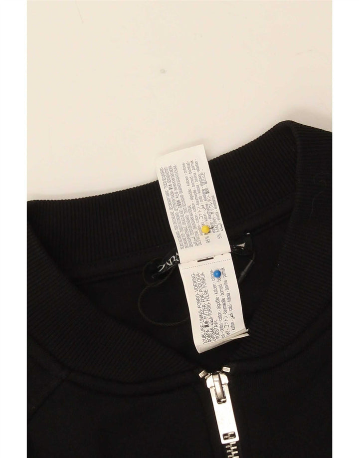 Zara Womens Bomber Jacket UK 16 Large Black Bomuld