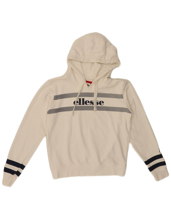 Ellesse Womens Oversized Crop Hoodie Jumper UK 10 Small White Striped