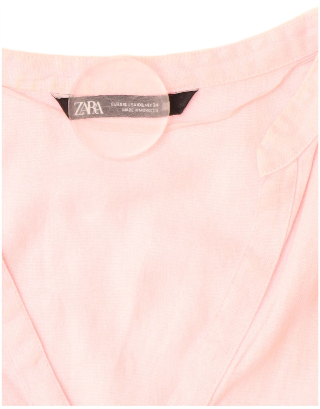 ZARA Dameskjorte UK 20 2XL Pink Linen