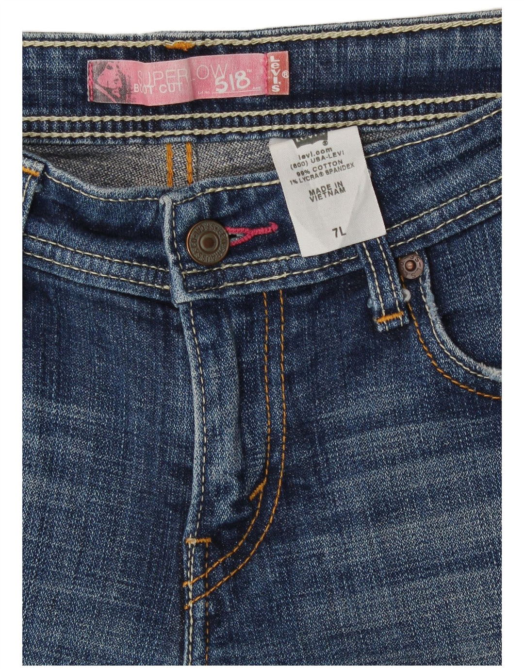 Levi's Dame 518 denimshorts med lav talje størrelse 7 Medium W30 Blå Bomuld