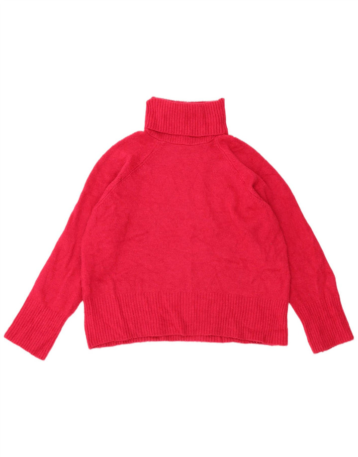 Zara Dame Roll Neck Jumper Sweater UK 16 Stor Rød Akryl