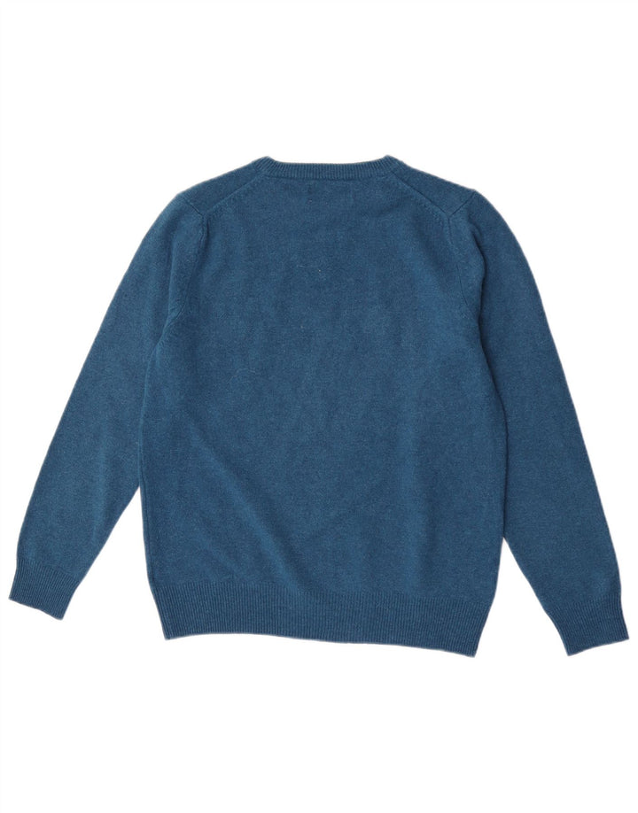 Marks & Spencer Herre sweater med rund hals, mellemblå lammeuld