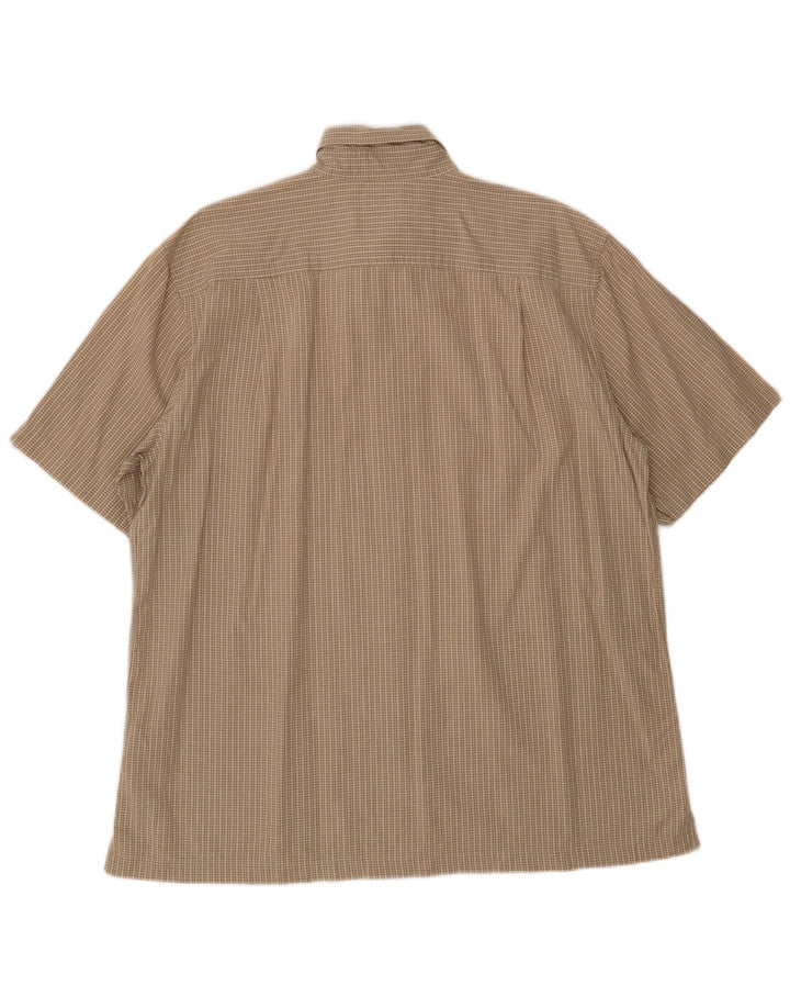 DOCKERS Kortærmet herreskjorte Stor beige ternet bomuld