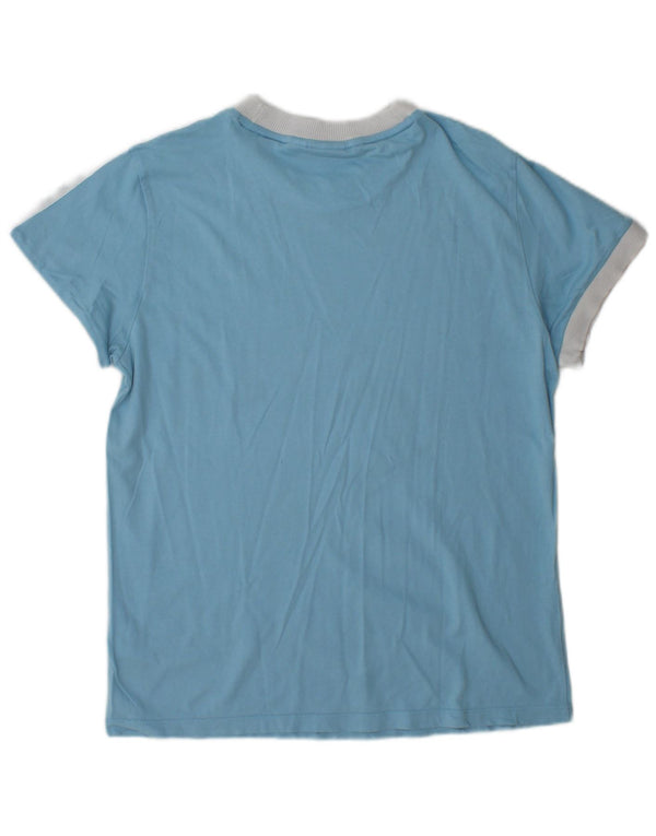 Adidas Dame T-Shirt Top UK 10 Small Blue Cotton Sports