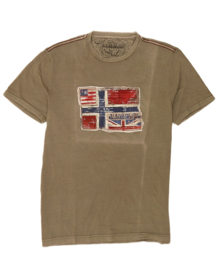 Napapijri Herre Geographic Graphic T-Shirt Top Medium Khaki