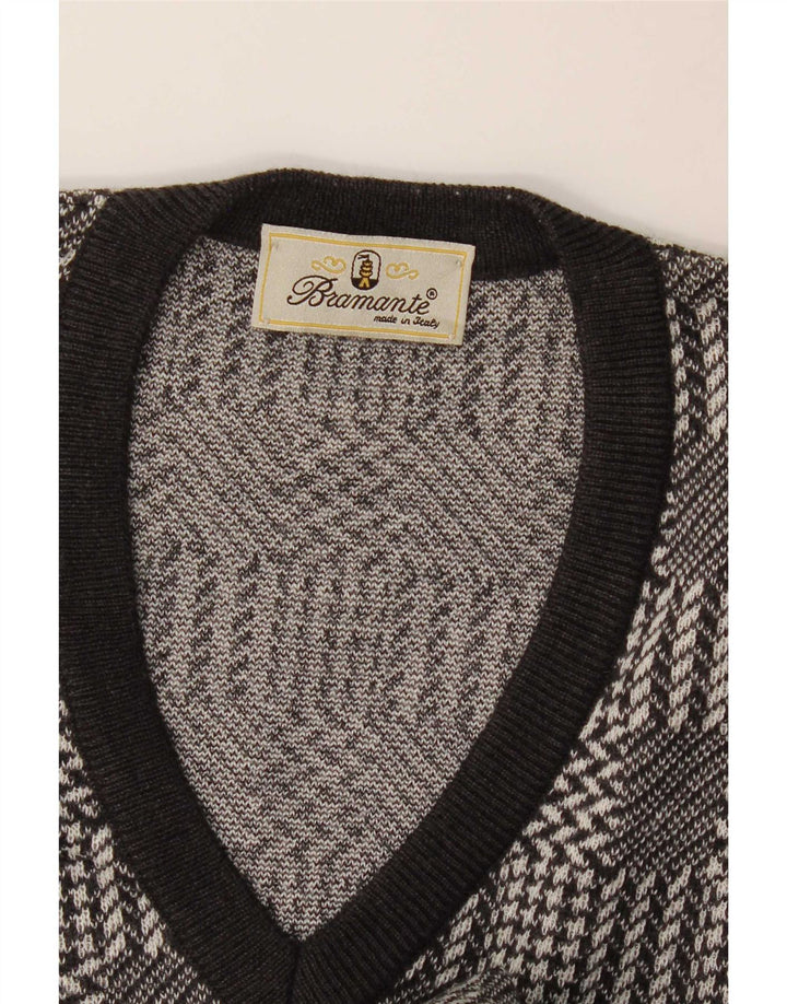 Bramante Herre V-hals sweater Stor grå ternet
