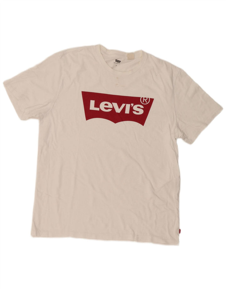 Levi's Herre grafisk T-shirt Top XL Hvid