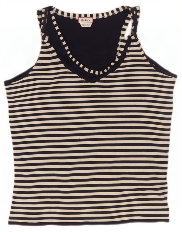Max & Co. Womens Vest Top UK 12 Medium Black Striped