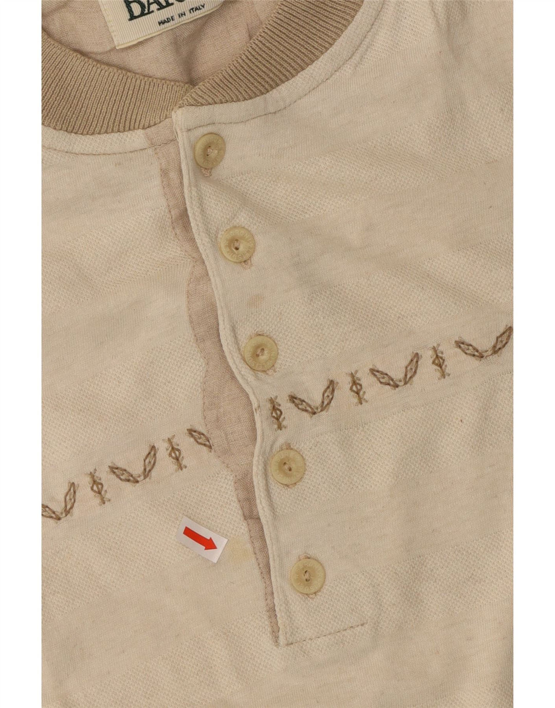 BARONI Herre T-Shirt Top Medium Beige Stribet Bomuld