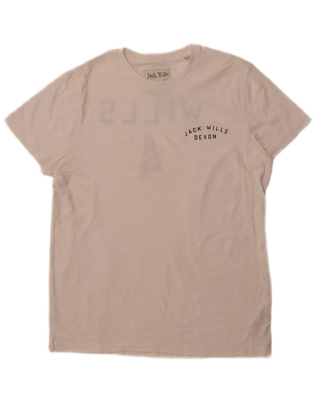 JACK WILLS Herre Grafisk T-Shirt Top Stor Hvid Bomuld