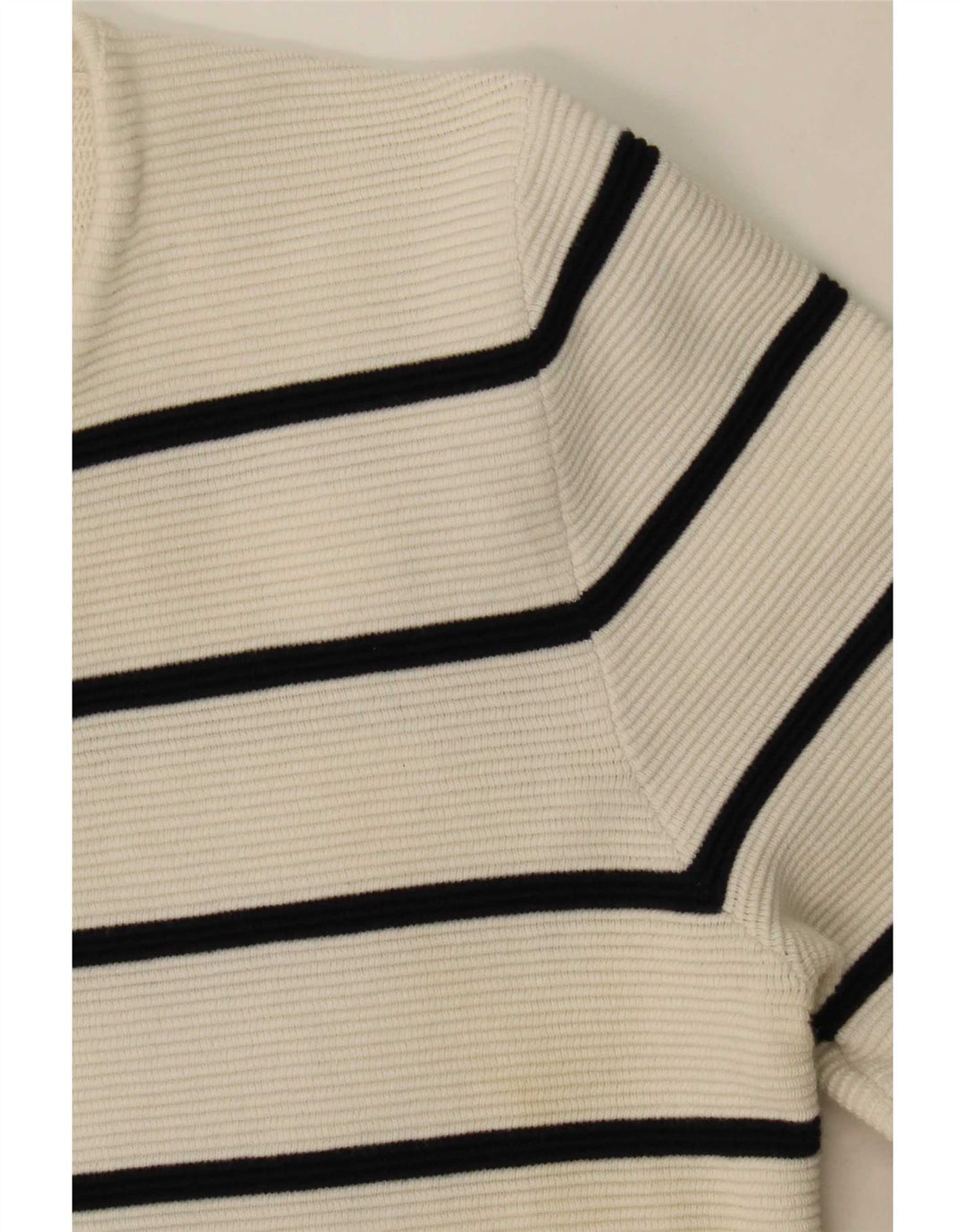 Zara Herre V-hals sweater lille hvid stribet