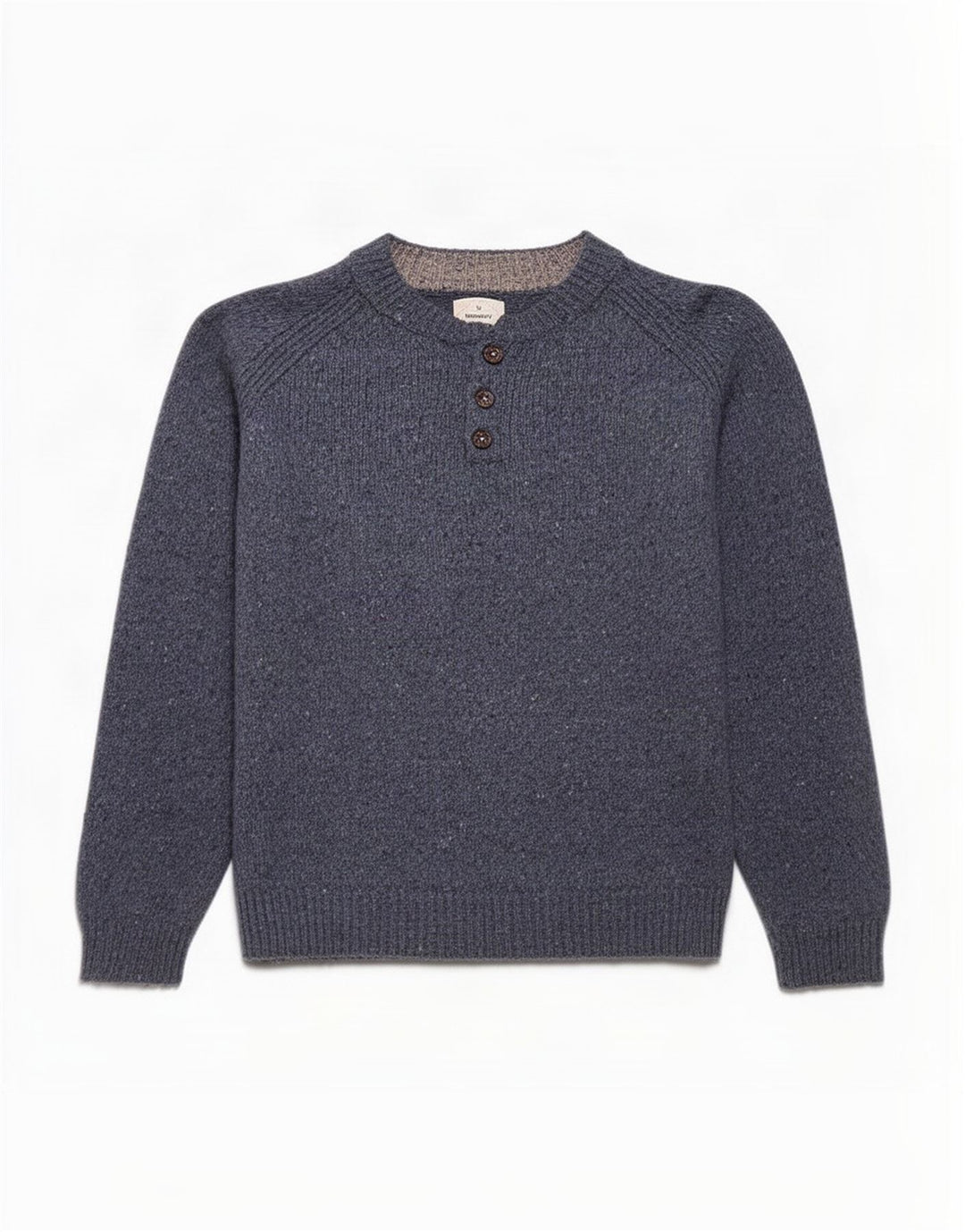 White Stuff Herre Button Neck Jumper Sweater Large Navy Blue Flecked