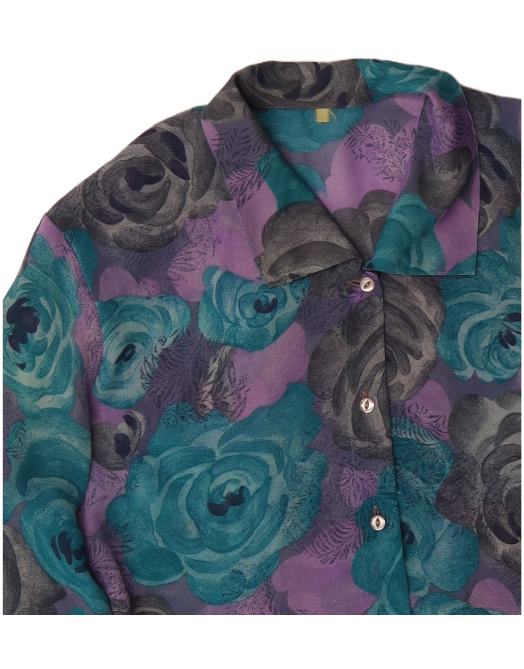 VINTAGE skjortebluse til kvinder UK 18 XL Flerfarvet blomster