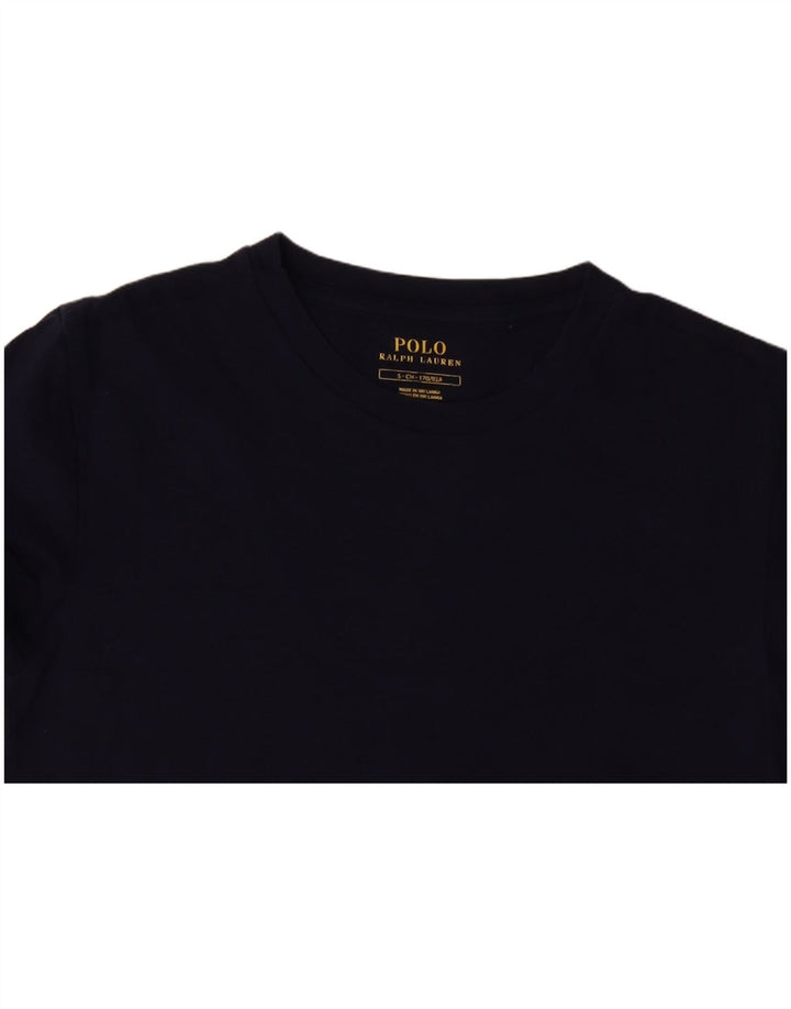 POLO RALPH LAUREN Dame T-Shirt Top UK 8 Small Navy Blue Bomuld