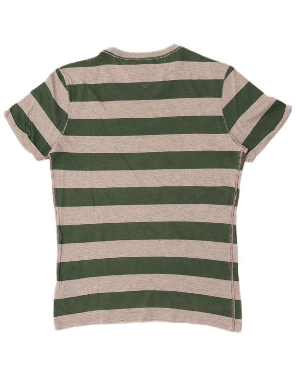 Tommy Hilfiger Herre grafisk T-shirt Top Lille Grøn Stribet Bomuld